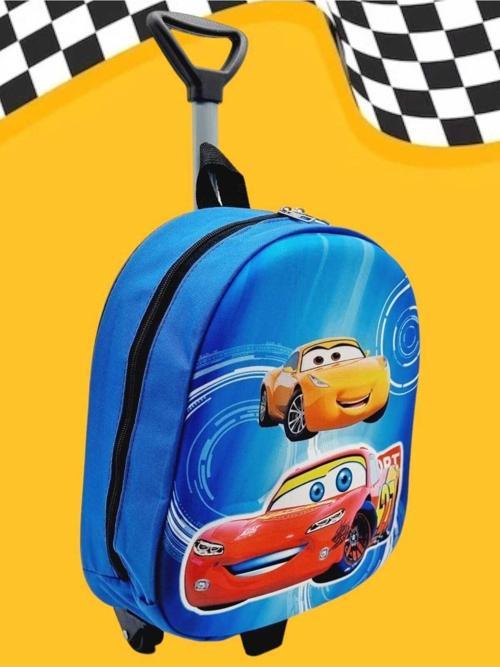Şimşek Mcqueen Baskılı Anaokulu Kreş Tekerli Çekçekli Seyahat Valizi Okul Çantası Ve Sırt Çantası