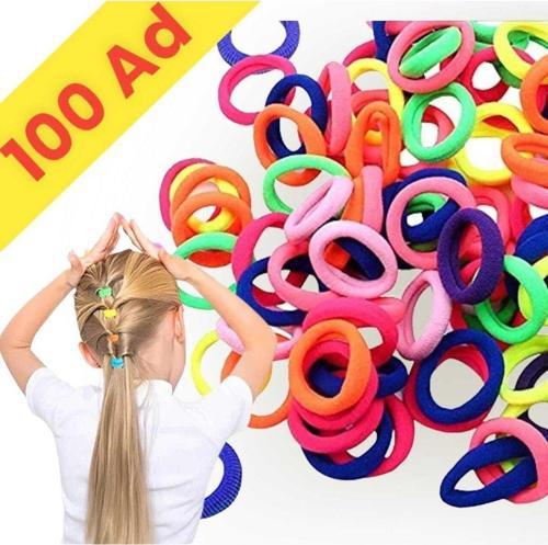 100'Lü Renkli 3 Cm Esnek Lastik Saç Tokası