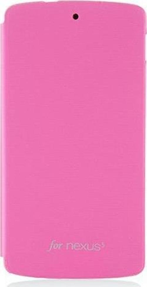 Nexus 5 D820 D821 ile Uyumlu Kasalı Kapaklı Flip Cover Kılıf Pembe