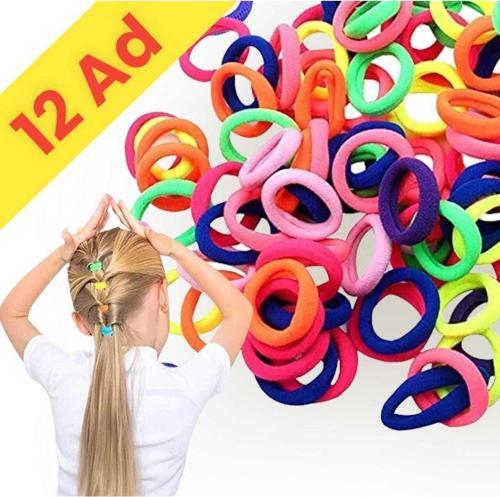 12'Li Renkli 3 Cm Esnek Lastik Saç Tokası
