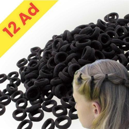 12'Li Siyah 3 Cm Esnek Lastik Saç Tokası
