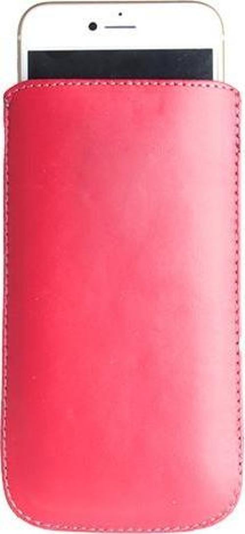 Lumia 820 ile Uyumlu Kılıf Çekmeli Gerçek Deri Kırmızı