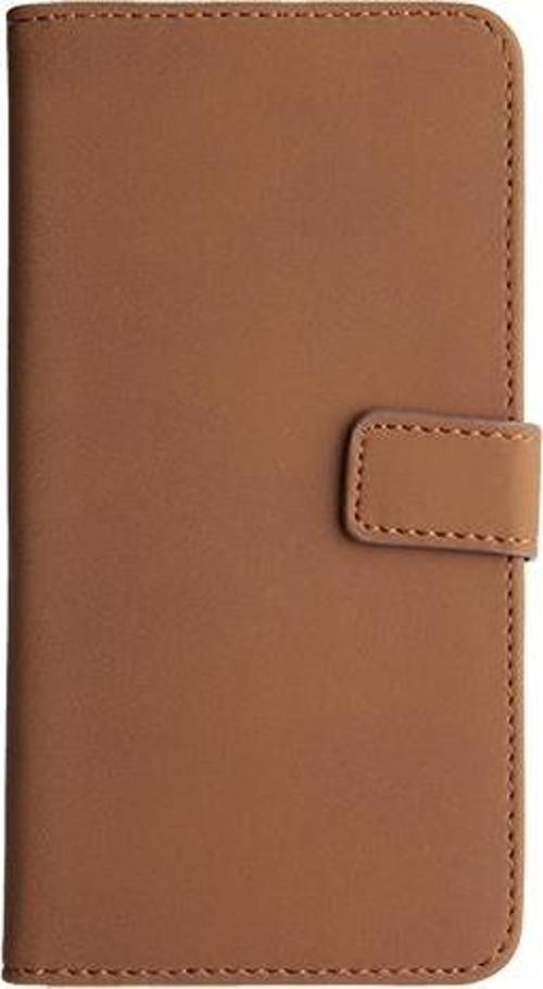 Galaxy S5 G900 ile Uyumlu Classic Walled Kapaklı Kılıf Açık Kahverengi