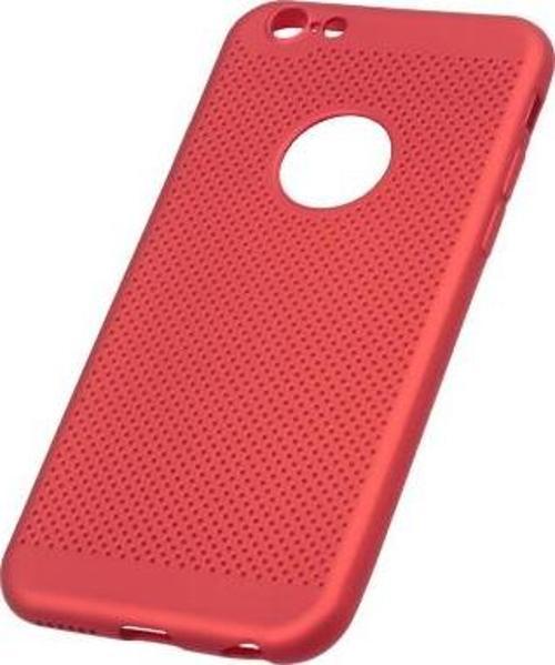 iPhone 6Plus/6SPlus ile Uyumlu Rubber Delikli Silikon Kılıf Kırmızı