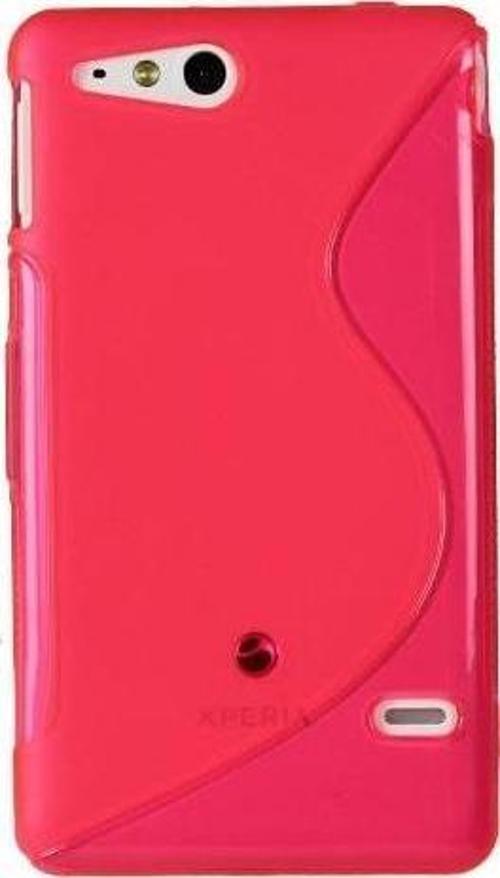 Xperia Go ile Uyumlu S Desenli Şeffaf Silikon Kılıf Pembe Renk