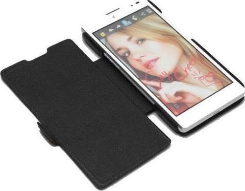 Optimus L9 ile Uyumlu Kaliteli Yan Kapaklı Deri Kılıf Siyah