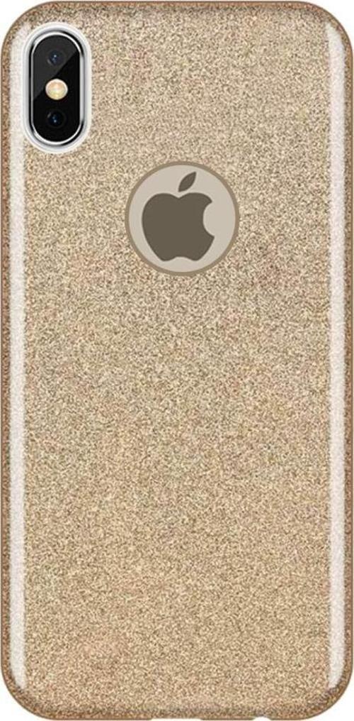 iPhone X ile Uyumlu Shining Simli Silikon Kılıf Gold
