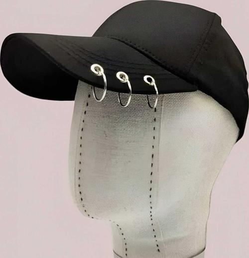 Unisex Arkadan Ayarlanabilir 3 Halka Piercing Şapka Beyzbol Kep Şapka
