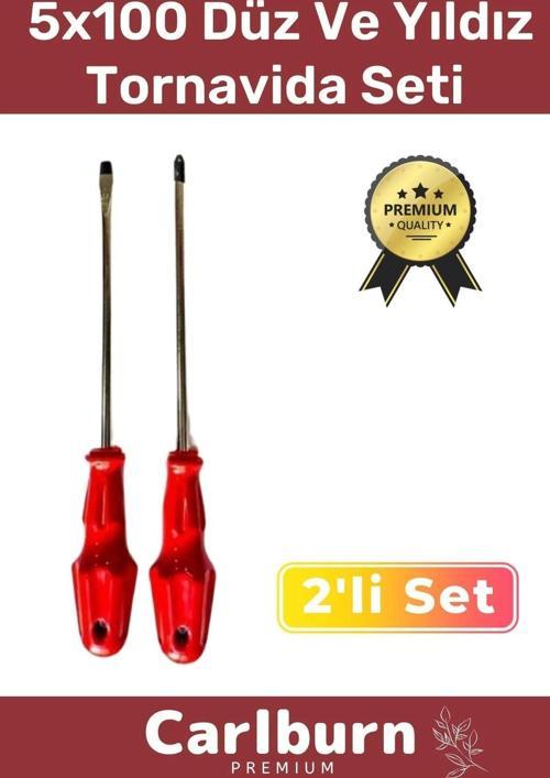 Premium Dayanıklı Hafif Taşınabilir Sağlam Ergonomik Vidalama Düz Yıldız 2'li Tornavida Seti 5x100
