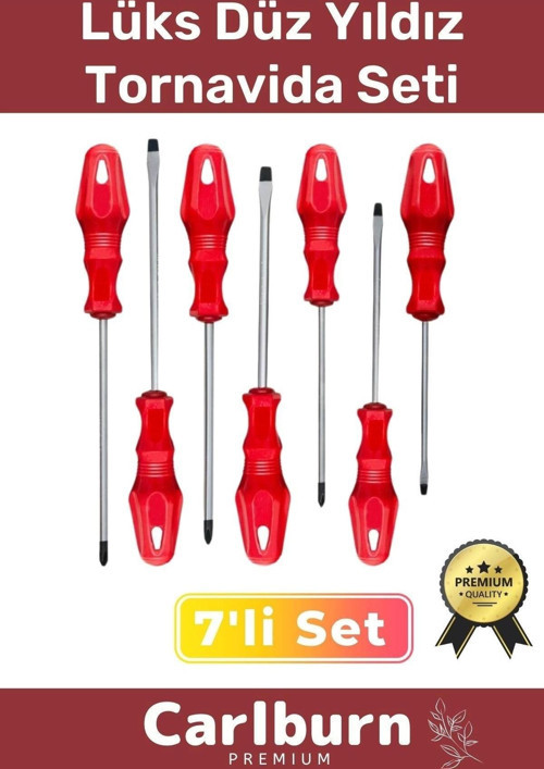 Premium Dayanıklı Taşınabilir Sağlam Ergonomik Vidalama Tamir Tadilat Düz Yıldız 7'li Tornavida Seti