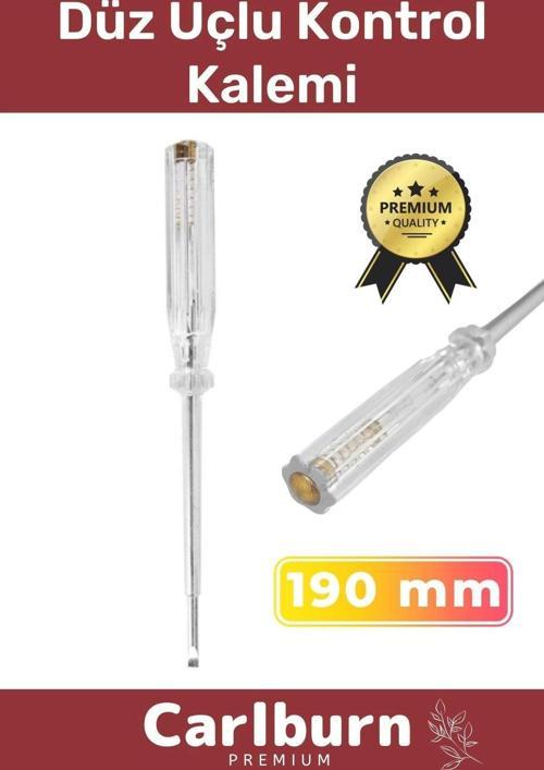 Premium Vida Atölye Ev İş Ofis Uzun Sağlam Dayanıklı Tornavida Düz Uçlu Kontrol Kalemi 190 mm