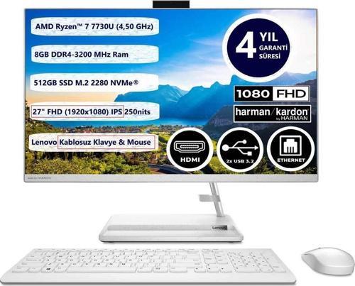 Ideacentre Aıo 27Alc6 R7-7730U 8Gb 512Gb Ssd 27 Fhd Ips Freedos All In One Pc