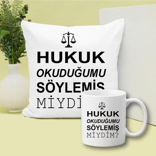Hukuk Okuyan Avukat Baskılı Kupa Ve Yastık Hediyelik Set Arkadaşa Hediye