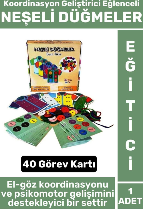Eğlenceli Eğitici Görsel Algı El-Göz Koordinasyonu Beceri Geliştirici Çocuk Oyun NEŞELİ DÜĞMELER
