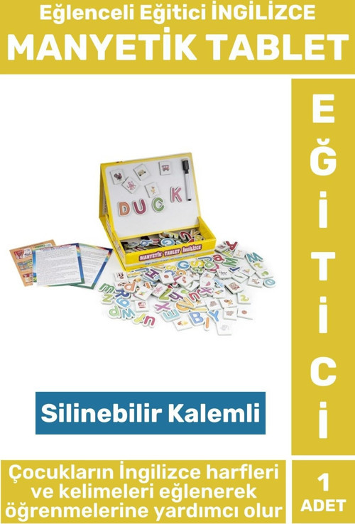 El-Göz Koordinasyonu Harf Kelime Dil Öğretici Silinebilir Yazı Kalemli MANYETİK TABLET İNGİLİZCE