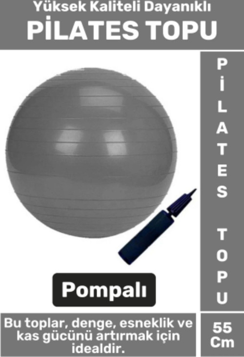 Premium Dayanıklı Fitness Egzersiz Aerobik Pilates Şişirme Pompası Hediyeli 55 Cm PİLATES TOPU