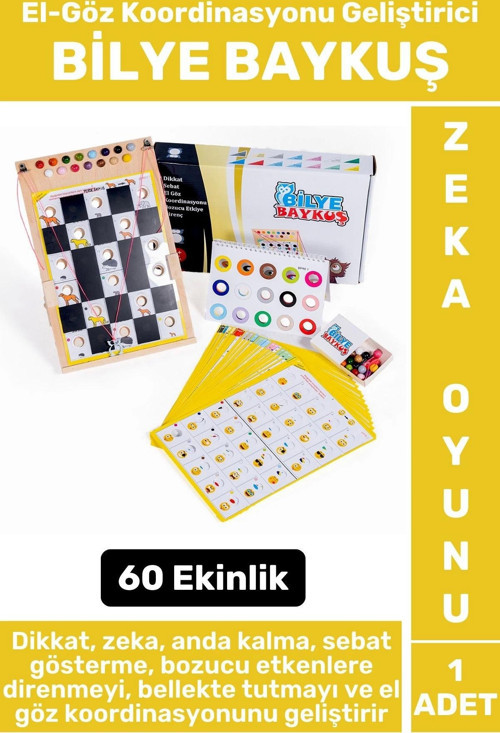 Premium Eğlenceli Görsel Algı Dikkat Zeka Hafıza El-Göz Koordinasyonu Geliştirici Oyun BİLYE BAYKUŞ