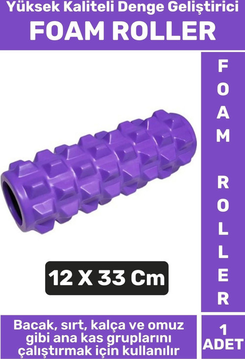 Premium Fitness Aerobik Denge Stabilite Kas Esnekliği Geliştirici Kadın Erkek Foam Roller 33 Cm