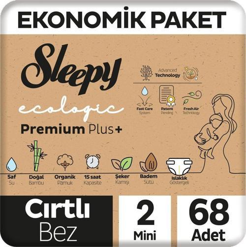 Ecologic Premium Plus Ekonomik Paket Bebek Bezi 2 Numara Mini 68 Adet