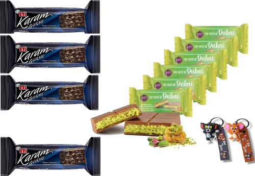 Karam Gurme 50 Gr X 4 Adet Ve Elit Dubai Çikolatası 90 Gr X 6 Adet (Anhtarlık Hediyeli)