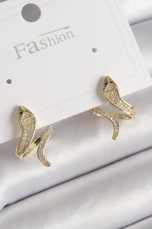 Gold Renk Zirkon Taşlı Yılan Model Kadın Küpe - EBJ241214W29915