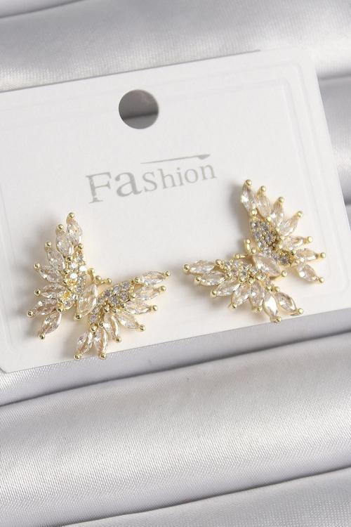 Pirinç Gold Renk Zirkon Taşlı Kelebek Model Kadın Küpe - EBJ241228W30208