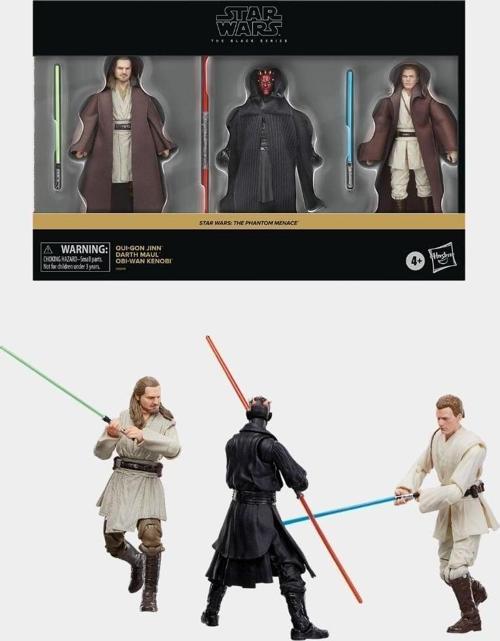Black Series Qui-Gon Jinn, Darth Maul, Obi-Wan Kenobi (Phantom Menace) Aksiyon Figür Seti