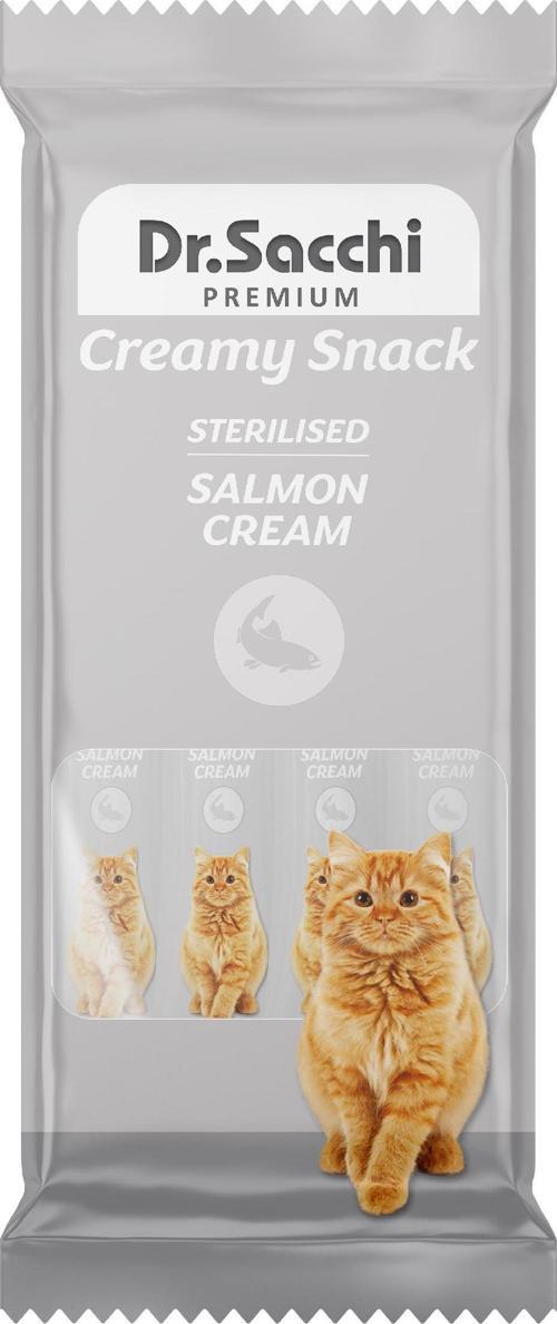 Creamy Snack Sterilised Salmon Sıvı Kedi Ödülü 4'Lü Paket
