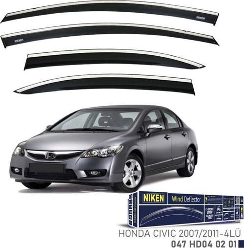 Niken Honda Uyumlu Civic 2007-2011 Model Kromlu Cam Rüzgarlığı 4Lü Parça