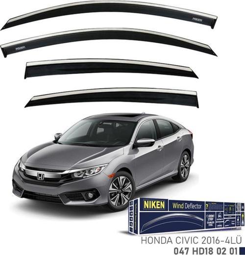 Niken Honda Uyumlu Civic 2016- Kromlu Cam Rüzgarlığı 4Lü Parça
