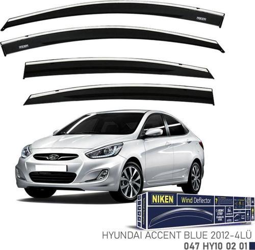 Niken Hyundai Uyumlu Accent Blue -2012- Kromlu Cam Rüzgarlığı 4Lü Parça