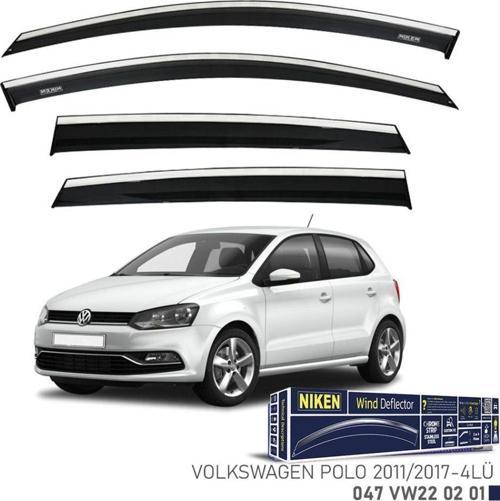 Niken Volkswagen Uyumlu Polo 2011-2017 Kromlu Cam Rüzgarlığı 4Lü Parça