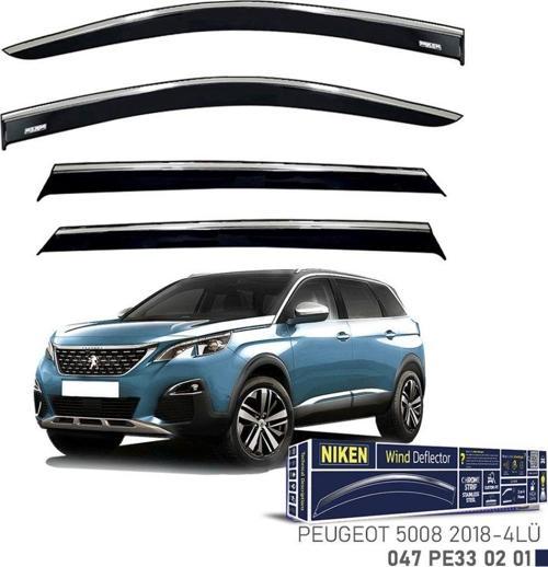 Niken Peugeot Uyumlu 5008 -2018 Kromlu Cam Rüzgarlığı 4Lü Parça