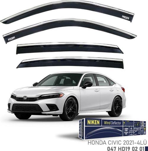 Niken Honda Uyumlu Civic 2021- Sedan Kromlu Cam Rüzgarlığı 4Lü Parça