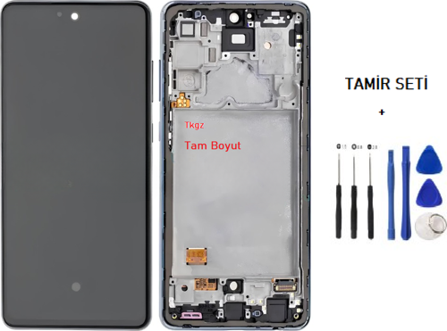 - Samsung Galaxy A72 - SM-A725 Uyumlu Lcd Ekran Dokunmatik Orijinal ÇITALI SİYAH + TAMİR SETİ