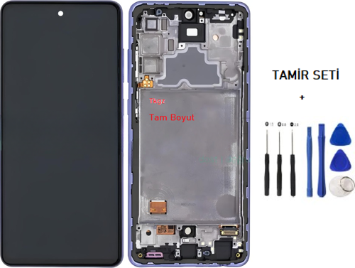 - Samsung Galaxy A72 - SM-A725 Lcd Ekran Dokunmatik - A - Kalite ÇITALI MOR + TAMİR SETİ