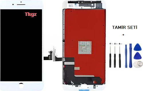 - iPhone 8 PLUS Lcd Ekran Dokunmatik -A- Kalite (LW MARKA) BEYAZ + TAMİR SETİ
