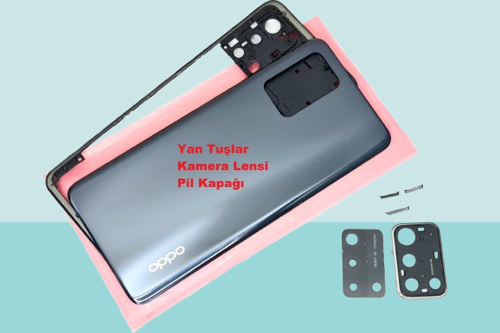 Oppo A74 Uyumlu FULL KASA Arka Kapak Batarya Kapağı - SİYAH