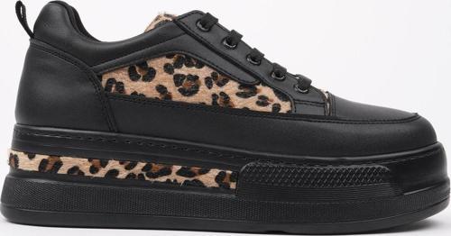 ZARİNA Kadın Kalın Taban Leopar Desenli Bağcıklı Günlük Sneaker Spor Ayakkabı