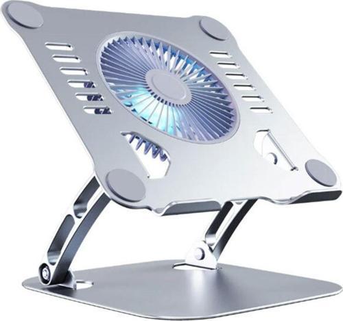 Usb Fanlı Notebook Bilgisayar Standı Güçlü Fan Ayarlanabilir Tutucu Işıklı Fan Tok Alüminyum 10" 17"