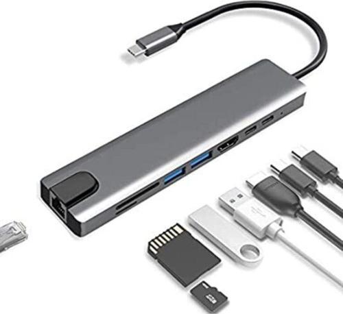 Macbook Uyumlu 8 In 1 4K Type C Usb 3.0 Hub Hdmı Rj45 Ethernet Sdtf Adaptör