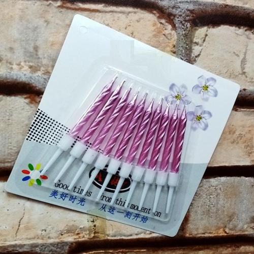 VIP KALİTE BURGULU PEMBE PASTA MUMU PEMBE DOĞUM GÜNÜ MUMU 10 ADET PEMBE MUM DECOR PİNK BIRTHDAY CANDLE