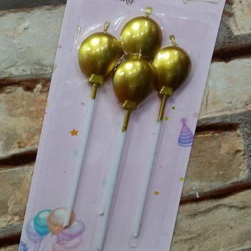 VIP KALİTE PARLAK METALİK GOLD BALONLU PASTA MUMU 4 ADET GOLD DOĞUM GÜNÜ MUMU GOLD BIRTHDAY CANDLE