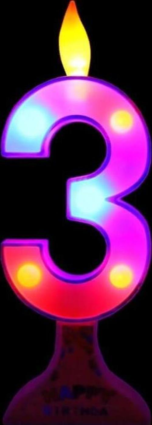 VIP KALİTE PEMBE 3 YAŞ RENKLİ LED IŞIKLI PASTA MUMU LED IŞIKLI DOĞUM GÜNÜ MUMU LED HAPPY BIRTHDAY CANDLE