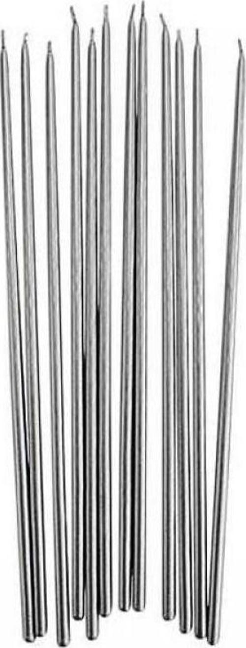 VIP 35 CM 8 PCS CHURCH METALLIC SİLVER CANDLES GÜMÜŞ ARINMA MUMU 8 ADET İNCE MUM GÜMÜŞ KİLİSE MUMU