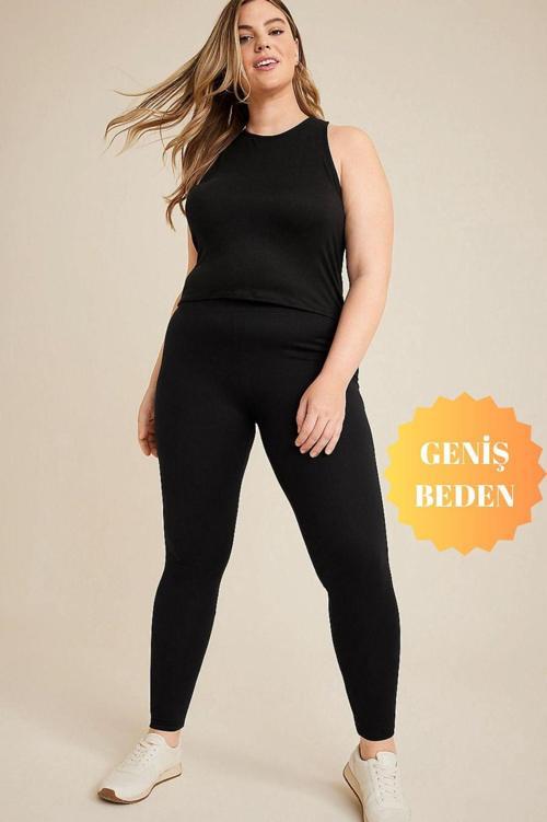Curve Kadın Büyük Beden Toparlayıcı Inceltici Yuksek Bel Siyah Tayt