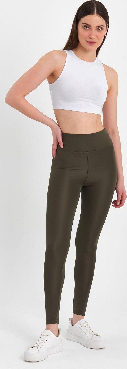 Kadın Yüksek Bel Toparlayıcı Ve Sıkılaştırıcı Haki Spor Tayt