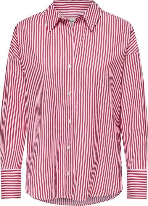 Kadın Onloregon Uzun Kollu Regular Fit Gömlek 15314330 Kırmızı