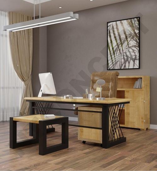 Alwin Doğal Ahşap Dörtlü Ofis Ve Çalışma Odası Takımı - 140'lik Takım