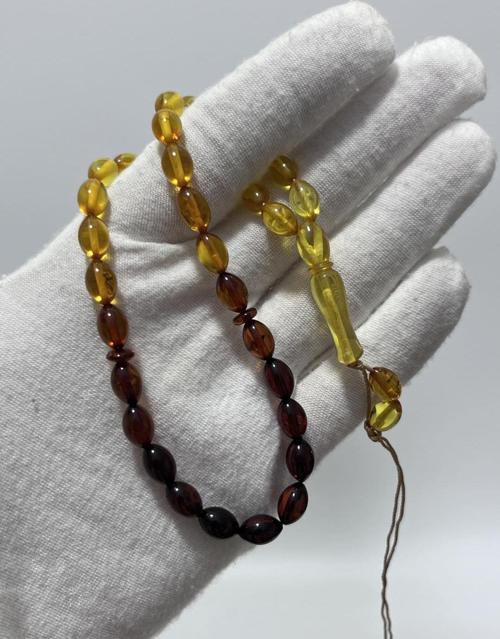 Doğal Kaya Damla Kehribar Tesbih 8,5x6mm 7,12 Gram